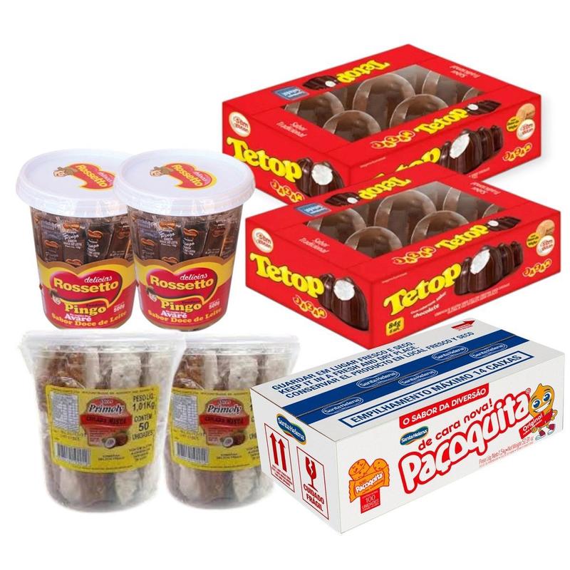 Kit 400 doces Paçoca Tetop cocada Pingo Festa Junina Arraiá